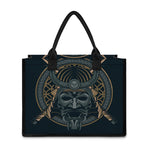 Black Samurai Mask Print Canvas Tote Bag