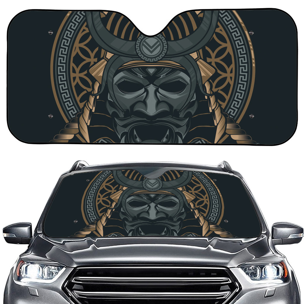 Black Samurai Mask Print Car Windshield Sun Shade