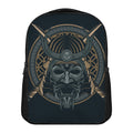 Black Samurai Mask Print Casual Backpack