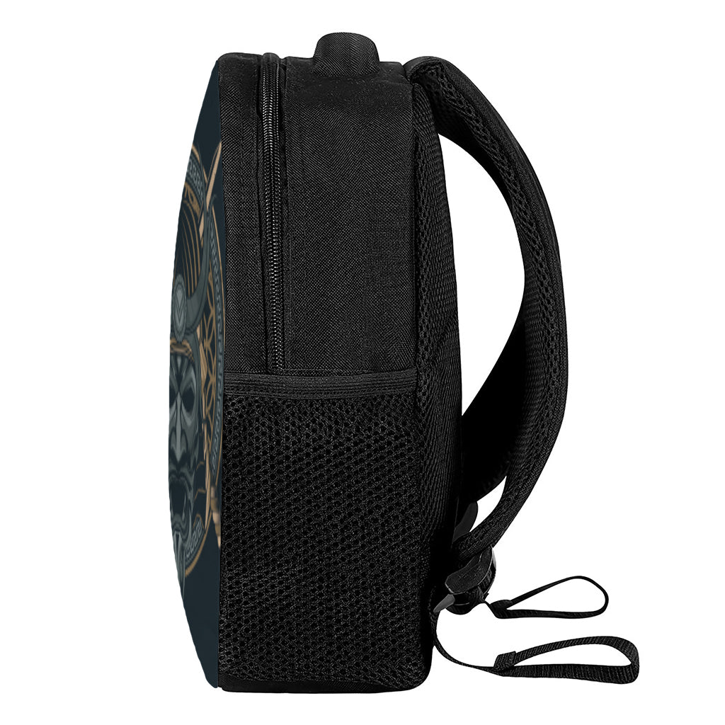 Black Samurai Mask Print Casual Backpack