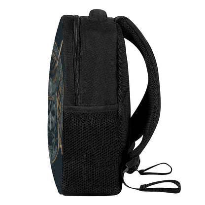Black Samurai Mask Print Casual Backpack