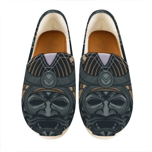 Black Samurai Mask Print Casual Shoes