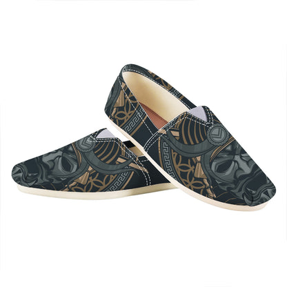Black Samurai Mask Print Casual Shoes