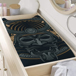 Black Samurai Mask Print Changing Pad Cover