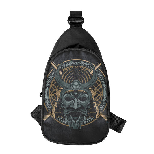 Black Samurai Mask Print Chest Bag