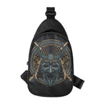 Black Samurai Mask Print Chest Bag