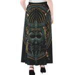 Black Samurai Mask Print Chiffon Maxi Skirt