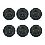 Black Samurai Mask Print Coaster Set