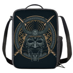 Black Samurai Mask Print Crossbody Lunch Bag