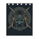 Black Samurai Mask Print Curtain