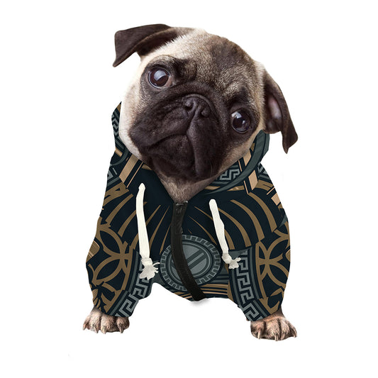 Black Samurai Mask Print Dog Zip Up Hoodie