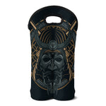 Black Samurai Mask Print Double Neoprene Wine Tote