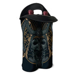Black Samurai Mask Print Double Neoprene Wine Tote