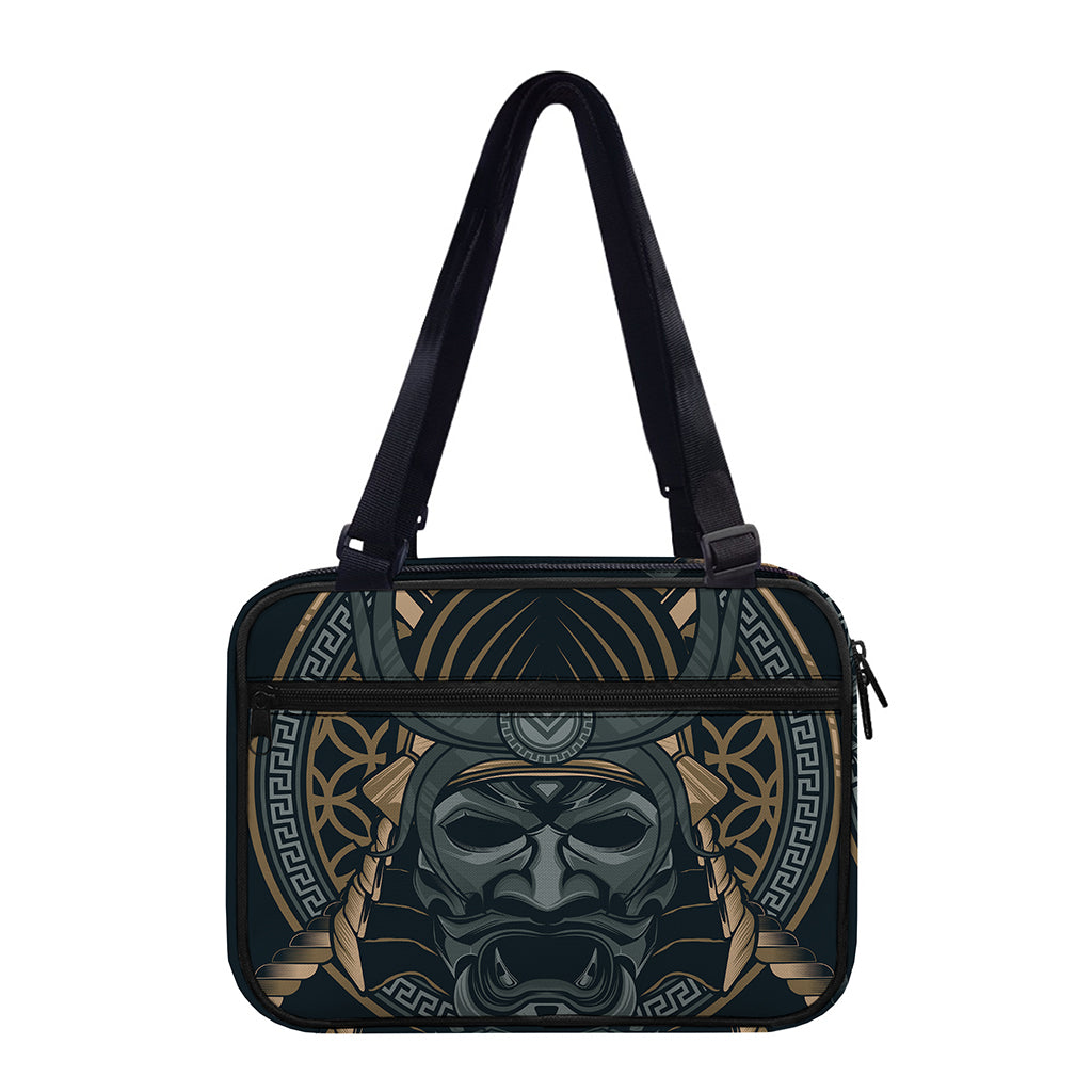 Black Samurai Mask Print Double Strap Bible Bag
