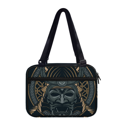 Black Samurai Mask Print Double Strap Bible Bag