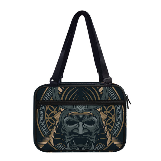 Black Samurai Mask Print Double Strap Bible Bag