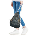 Black Samurai Mask Print Drawstring Bag