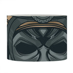 Black Samurai Mask Print Drum Lamp Shade