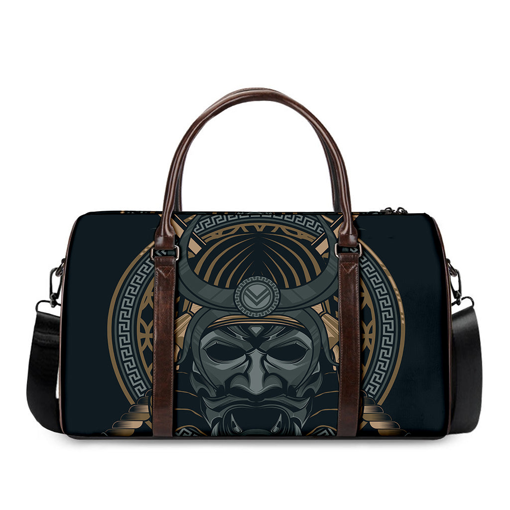 Black Samurai Mask Print Duffle Bag