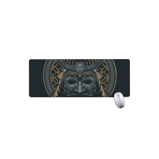 Black Samurai Mask Print Extended Mouse Pad