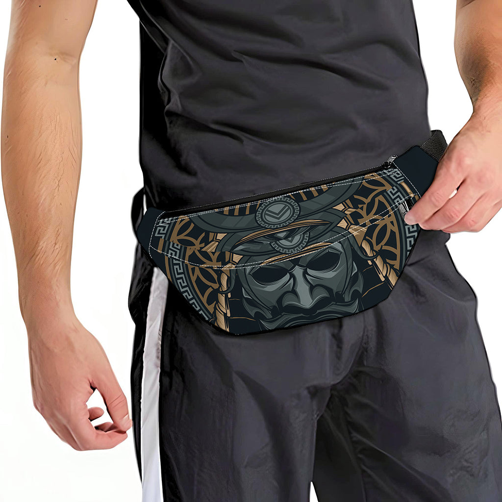 Black Samurai Mask Print Fanny Pack