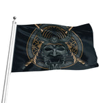 Black Samurai Mask Print Flag