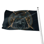 Black Samurai Mask Print Flag
