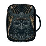 Black Samurai Mask Print Front Pocket Bible Bag