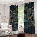 Black Samurai Mask Print Grommet Curtains