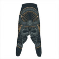 Black Samurai Mask Print Hammer Pants