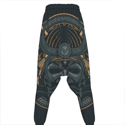 Black Samurai Mask Print Hammer Pants