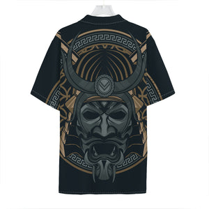 Black Samurai Mask Print Hawaiian Shirt