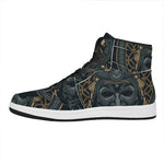 Black Samurai Mask Print High Top Leather Sneakers