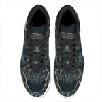 Black Samurai Mask Print High Top Leather Sneakers