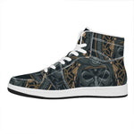 Black Samurai Mask Print High Top Leather Sneakers