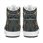 Black Samurai Mask Print High Top Leather Sneakers