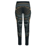 Black Samurai Mask Print High-Waisted Pocket Leggings