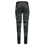 Black Samurai Mask Print High-Waisted Pocket Leggings
