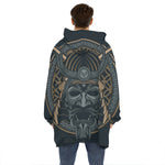 Black Samurai Mask Print Hoodie Blanket