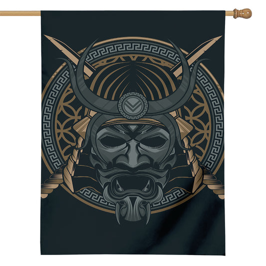 Black Samurai Mask Print House Flag