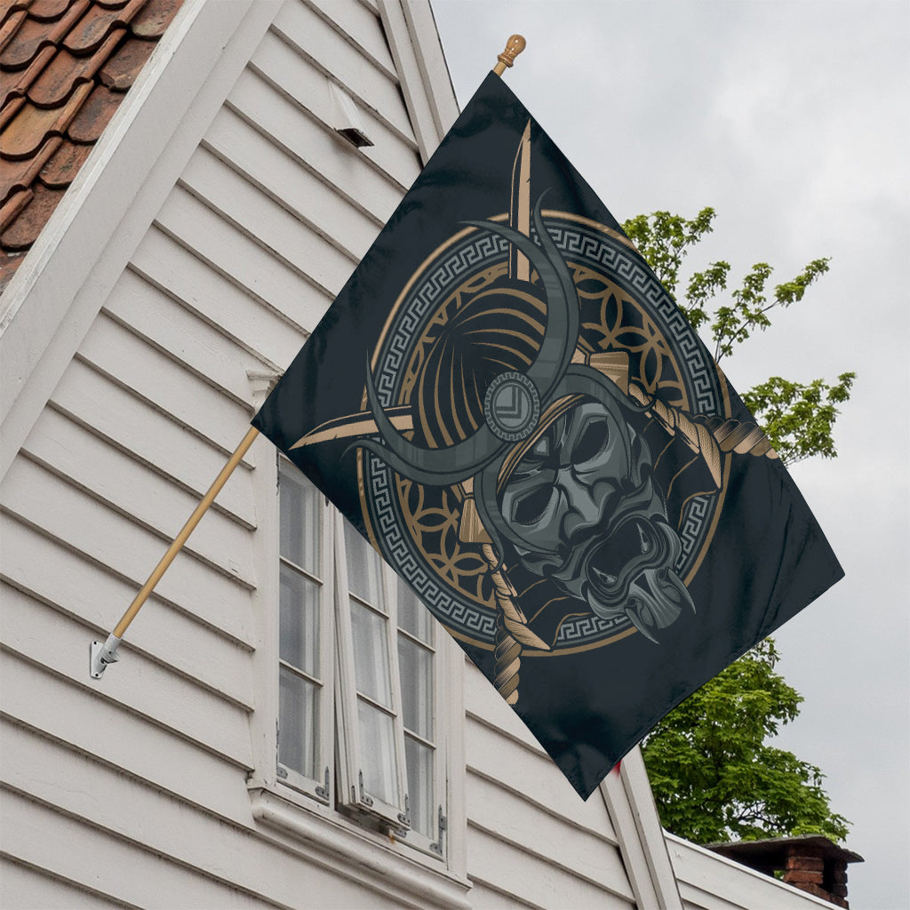 Black Samurai Mask Print House Flag