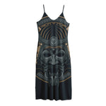 Black Samurai Mask Print Jersey Midi Cami Dress