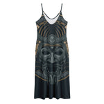 Black Samurai Mask Print Jersey Midi Cami Dress