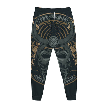 Black Samurai Mask Print Jogger Pants