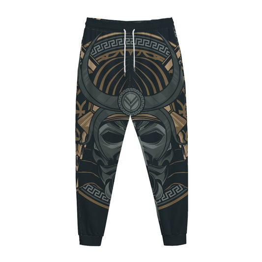 Black Samurai Mask Print Jogger Pants