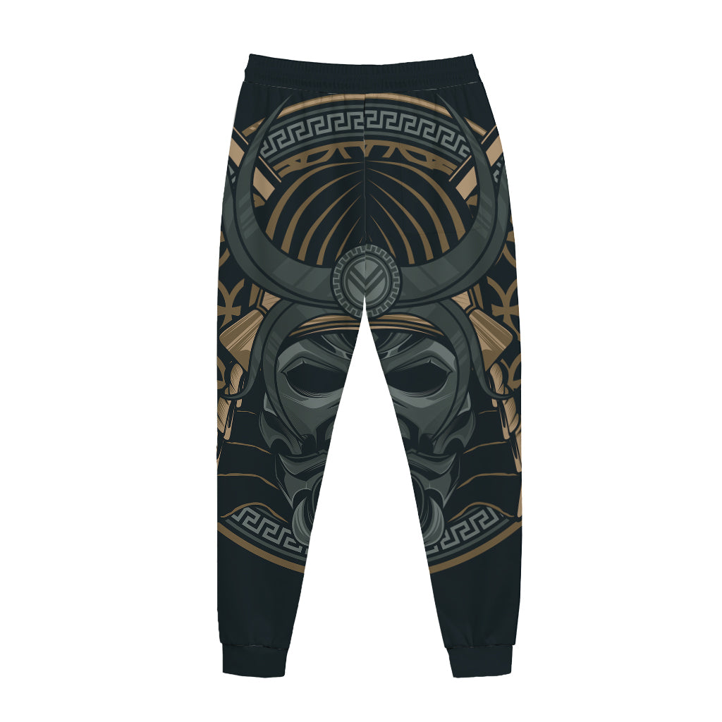 Black Samurai Mask Print Jogger Pants