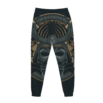 Black Samurai Mask Print Jogger Pants