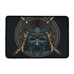 Black Samurai Mask Print Kitchen Mat