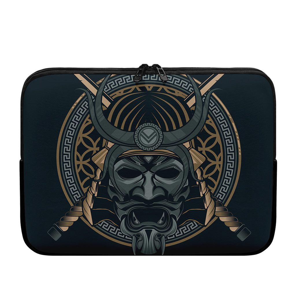 Black Samurai Mask Print Laptop Sleeve