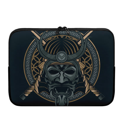 Black Samurai Mask Print Laptop Sleeve